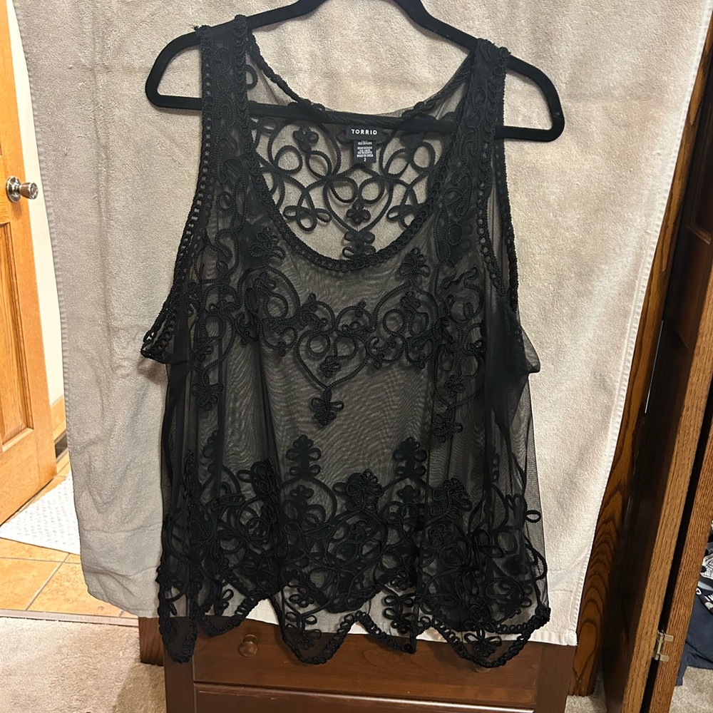 Torrid Elegant Black Lace Tank Top